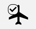 Verified Flight Status Approved Good OK Okay Aircraft Plane Airline Verify Icon.